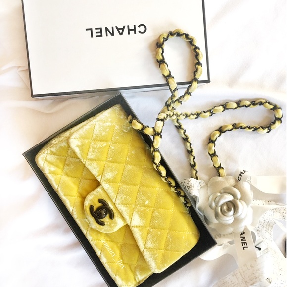 CHANEL Handbags - Velvet Quilted Classic New Mini Flap